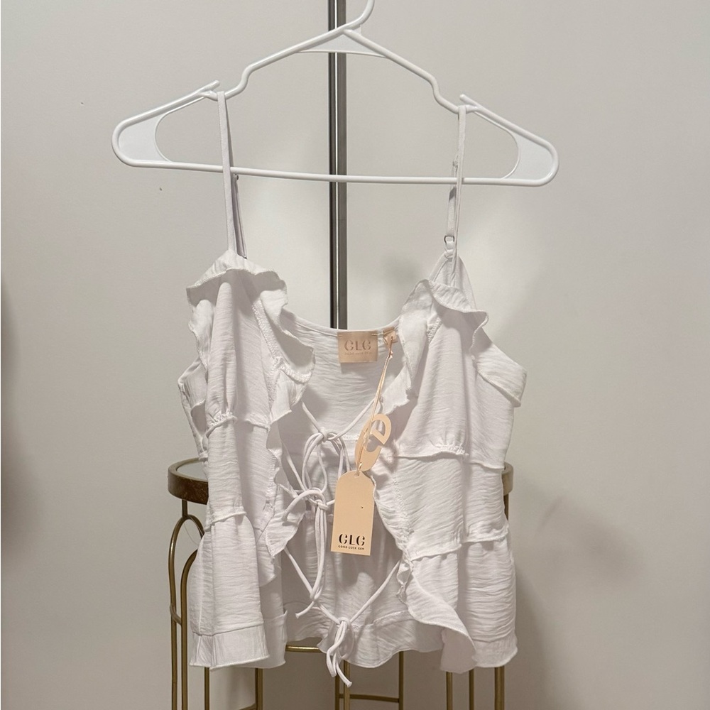 White Ruffled Camisole Top